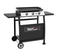 Royal Gourmet Plancha Gaz sur Chariot, 3 Brûleurs Puissance 7.5 kW, Plaque Amovible de Surface Cuisson 62,0 x 35,5 cm, Avec 2 Tablettes et 2 Roues, Portable pour Jardin et l' Extérieur, Noir