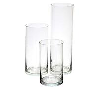 Royal Imports Vase Cylindre de Verre décoratif axe Central pour la Maison ou Un Mariage Set de 3 sans Bougies Claro