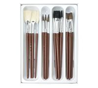 Royal & Langnickel - Lot de 16 pinceaux pour Enfants - Ronds et Plats - Poils en Polyester Marron - 4 Tailles - Boîte en Plastique - pour différentes Techniques de Dessin et de Peinture