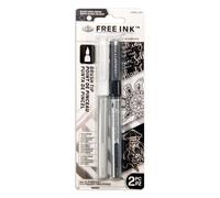 Royal & Langnickel Lot de 2 marqueurs d'artiste - Encre gratuite (acrylique) - Pointe pinceau - Noir et blanc