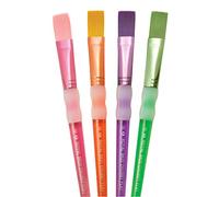 Royal & Langnickel Lot de 4 pinceaux Plats en Nylon pour Enfants Taille 10 Multicolore avec Poils Plats et Caoutchouc Doux au Toucher pour Les Teintes et la Peinture sur Grande Surface