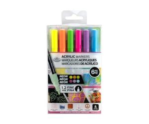 Royal & Langnickel Lot de 6 marqueurs de peinture acrylique 1,2 mm Couleurs fluo