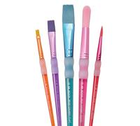 Royal & Langnickel - set de pinceaux pour enfants, pinceaux en nylon en 5 tailles, 3 pinceaux ronds et 3 pinceaux plats avec gommage Soft-Touch pour le dessin et la peinture créatifs