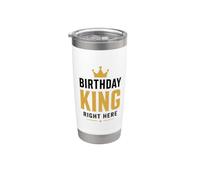 Royal Lion Crown Man Birthday King Right Here Gobelet isotherme en acier inoxydable double paroi