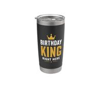 Royal Lion Crown Man Birthday King Right Here Gobelet isotherme en acier inoxydable double paroi