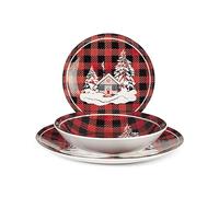 Royal Norfolk Cottage Servizio Tavola, 18 Piatti, Porcellana, Rosso, Natale