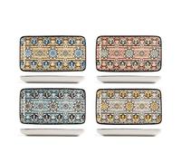 ROYAL NORFOLK Jaipur Lot de 8 Assiettes rectangulaires en Porcelaine 18 x 10 x H2 cm
