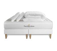 Royal Palace Bedding Pack Matelas Lancaster 200x200 + Double sommiers Blanc 90x200 + Couette + 2 oreillers | Epaisseur : 22 cm | Confort : Ferme