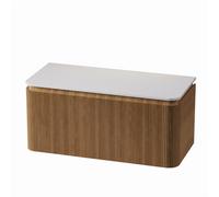 Royal Plaza Terra Edge Ensemble meuble de salle de bains - 100x44.7x46cm - plan de toilette solid surface blanc mat - 2 tiroirs - sandwood (chêne clair) SW1449112/SW1174120