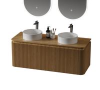 Royal Plaza Terra Edge Ensemble meuble de salle de bains - 120x45.5x46cm - plan de toilette - 2 tiroirs - sandwood (chêne clair) SW1449114/SW1418398