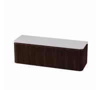Royal Plaza Terra Edge Ensemble meuble de salle de bains - 140x44.7x46cm - plan de toilette solid surface blanc mat - 2 tiroirs - châtaigne (noyer) SW1449117/SW1174122
