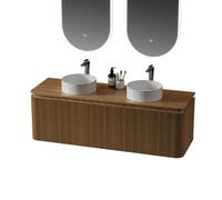 Royal Plaza Terra Edge Ensemble meuble de salle de bains - 140x45.5x46cm - plan de toilette - 2 tiroirs - sandwood (chêne clair) SW1449116/SW1418396