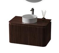 Royal Plaza Terra Edge Ensemble meuble de salle de bains - 80x45.5x46cm - plan de toilette - 2 tiroirs - châtaignier (noyer) SW1449111/SW1418402