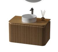 Royal Plaza Terra Edge Ensemble meuble de salle de bains - 80x45.5x46cm - plan de toilette - 2 tiroirs - sandwood (chêne clair) SW1449110/SW1418403