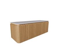 Royal Plaza Terra Ensemble meuble de salle de bains - 140x46.2x46cm - plan de toilette solid surface blanc mat - 4 tiroirs - sandwood (chêne clair) SW1174103 / SW1174122
