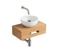 Royal Plaza Terra pack lave-mains - 40 x 25 x 10 cm - bois blanc mat - robinet inox - sandwood (chêne clair) SW1470599/SW1102402/SW1108829/SW696201/SW696217