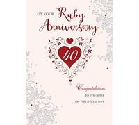 Royal Publishing Carte de vœux Inscription Classic On Your Annivesary 40 Years 22,9 x 15,2 cm