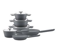 Royal Swiss Batterie de Cuisine 10 pièces Aluminium Forgé Gris - Marbre Antiadhésif - Tous feux (Induction)