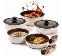 Ensembles de casseroles et poêles, compatibles avec les plaques à induction, en acier inoxydable, 9 pièces, avec couvercles en verre, marque Royal Swiss