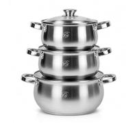 Royal Swiss® Batterie de Cuisine Inox 6 Pièces - Casseroles & Poêles avec Couvercles en Verre - Tous Feux - Acier Inoxydable Durable (6 pcs)