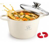 Royal Swiss® Casserole antiadhésive avec couvercle - Poêle à induction avec poignées amovibles - Ø 32 cm/14 litres - Casseroles à soupe - Poêle tous feux - Revêtement anti-adhésif - Non Stick Cooking