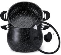 Royal Swiss® Couscoussier Ø30 cm - 14L avec Couvercle Verre - Revêtement Pierre Anti-adhésif - Aluminium Noir - Tous Feux Dont Induction - Cuiseur Vapeur pour Couscous & Légumes (14L)