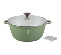 Royal Swiss Faitout Ø 20 cm - 2 litres en fonte d'aluminium avec revêtement antiadhésif en marbre - Passe à l'induction et au four - Couvercle en verre - Vert