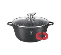 Royal Swiss Faitout 20 cm Noir 2L - Revêtement Marbre Antiadhésif, Couvercle en Verre, Compatible Induction & Four, Fonte d’Aluminium, Poignées Silicone Amovibles (Noir, 20 cm)