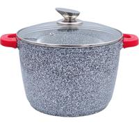 Royal Swiss® Faitout Ø24 cm 6,2 L - Marmite Induction Tous Feux - Antiadhésif - Aluminium - Poignées Amovibles - Couvercle Verre - Gris