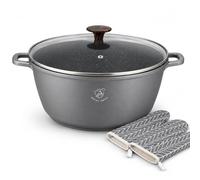 Royal Swiss® Faitout avec Revêtement Marbre, Couvercle en verre, Induction, 6 Litres, 28 cm, Noir (Gris, 28)