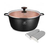 Royal Swiss® Faitout avec Revêtement Marbre, Couvercle en verre, Induction, 6 Litres, 28 cm, Noir (Noir, 28)