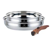 Royal Swiss Lot de 2 Poêles Inox 24 et 28 cm - Poignée Amovible - Induction Tous Feux - Empilables