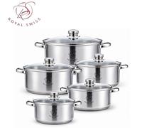 Royal Swiss Set de 10 casseroles - acier inoxydable anti-adhérent adapté à l'induction