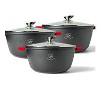 Royal Swiss Set de Casseroles Induction 6 Pièces Ø36/40/44 cm XXL - Faitout Antiadhésives - Compatible Tous Feux - Noir
