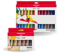 ROYAL TALENS Amsterdam Standard Series Lot de 24 peintures acryliques de 20 ml + 6 x 20 ml de couleurs métallisées