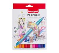 ROYAL TALENS Bruynzeel Creatives Fineliner/Brush Pen Set de 24 couleurs | Stylos à double pointe pour l'écriture, le dessin et les livres de coloriage pour adultes