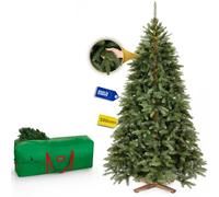 Royal Trees Sapin de Noël artificiel 220 cm - Épicéa de Sibérie artificiel avec 1224 pointes et 101 branches, sapin de Noël vert réaliste, arbre de Noël dense avec socle en bois et sac de rangement