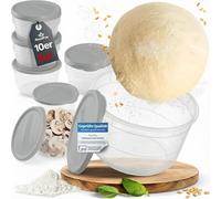 RoyalFay boîte à boules à pizza Piccolo lot de 10 avec couvercle qualité alimentaire récipient à ingrédients boîte de fermentation (couleur granit)