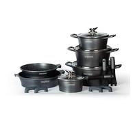 ROYALTY LINE, Ensemble d'outils complet 409 pièces avec chariot en aluminium, 4 niveaux modulaires, idéal pour bricolage et réparations - Taille : 38,5 x 20,5 x 52 cm - Couleur : Noir/Or