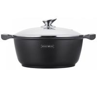 Royalty Line RL-BS28M: Marmite Enduite Avec Couvercle En Verre - 28cm