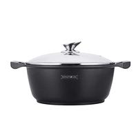 Royalty Line Rl-Gsm 20 24 26 28 30 32 34 CM Marmorbeschichtung Casserole avec Couvercle en Verre - Rl-hs1014m Rouge Pourriture, RL-GS32M BLACK 32cm