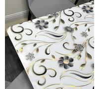 Royhom Nappe Transparente Épaisse 2mm, 90 x 200 cm, Fleurs Transparent | Imperméable Protection Table Transparent, Lavable Protege Table Transparent, PVC Nappe Plastique Transparente