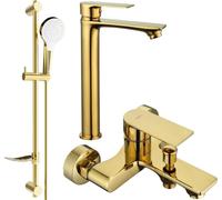 Royo DF05 Ensemble de mitigeurs de lavabo et de baignoire avec accessoires, or (72213DF05-50)