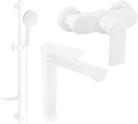 Royo DF05 Ensemble de mitigeurs de lavabo et de douche avec accessoires, blanc (72214DF05-20)