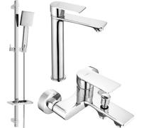 Royo DQ45 Mélangeur lavabo et baignoire avec accessoires, chrome (72213DQ45-00)