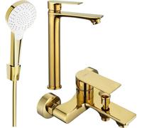 Royo R05 Set de mitigeurs de lavabo et de baignoire avec accessoires, or (72213R05-50)
