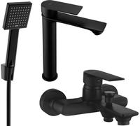 Royo R45 Mélangeur lavabo et baignoire avec accessoires, noir (72213R45-70)