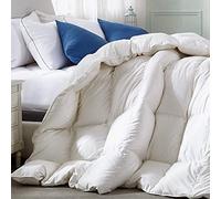 Royoliving - Couette en Duvet de qualité supérieure, Rembourrage en Duvet argenté, Taille Queen Size, pour Toutes Saisons, Chaleur Moyenne, 100% Coton égyptien, avec Pattes d'angles, 1,4 kg, Blanc