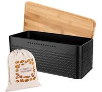 Royouzi Boîte à Pain, Boite à Pain en Métal, Boite a Pain avec Sac en Lin pour Une Fraîcheur Longue Durable, Couvercle de Bonne Qualité Pouvant Servir de Planche à Découper