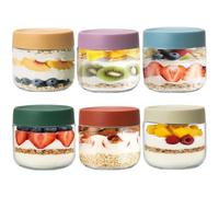 Roysmart Overnight Oats - Lot de 6 bocaux de 350 ml avec couvercle à visser - Réutilisables - Pour yaourt, pudding, salade, céréales, confiture, grains de café, épices